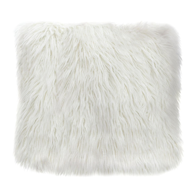18" Square Accent Pillow by Diamond Sofa in White Dual-Sided Faux Fur - Furniture City (CA)l
