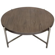 Atwood 40" Round Cocktail Table w/ Grey Oak Veneer Top & Brushed Silver Metal Base by Diamond Sofa - Furniture City (CA)l