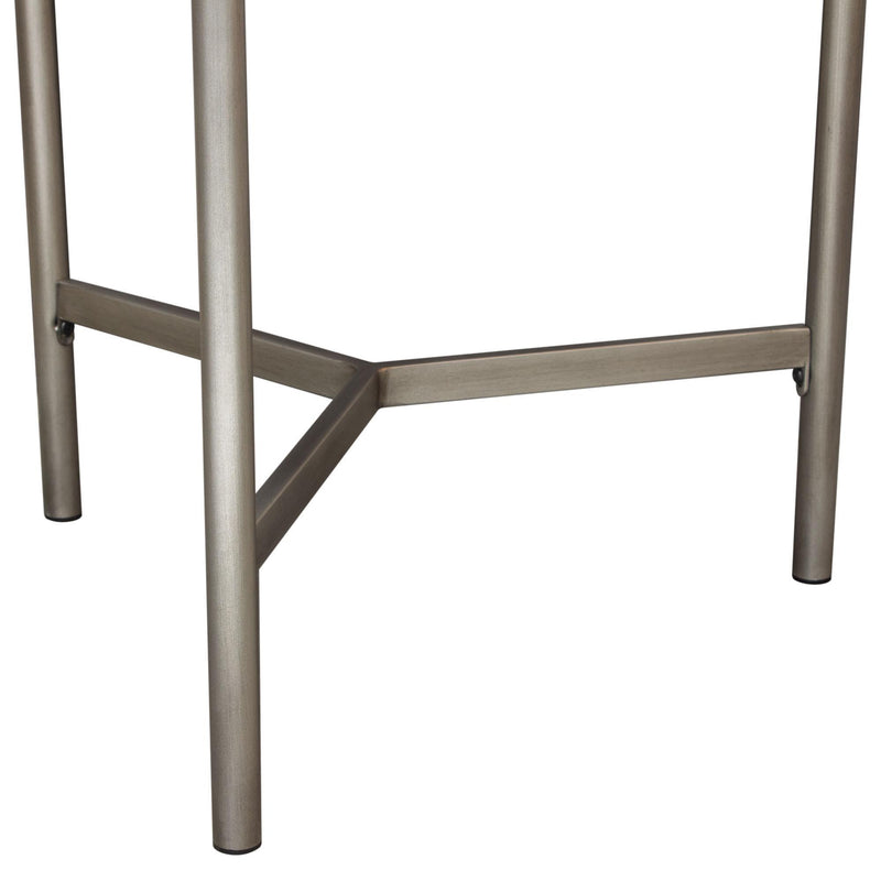 Atwood 22" Round End Table w/ Grey Oak Veneer Top & Brushed Silver Metal Base by Diamond Sofa - Furniture City (CA)l
