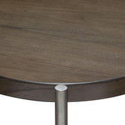 Atwood 22" Round End Table w/ Grey Oak Veneer Top & Brushed Silver Metal Base by Diamond Sofa - Furniture City (CA)l