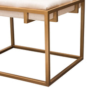 Babylon Small Accent Ottoman w/ Brushed Gold Frame & Padded Seat in Sand Linen by Diamond Sofa - Furniture City (CA)l