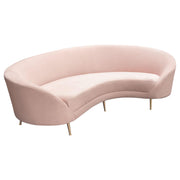Celine Curved Sofa with Contoured Back in Blush Pink Velvet and Gold Metal Legs by Diamond Sofa - Furniture City (CA)l