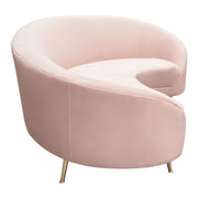 Celine Curved Sofa with Contoured Back in Blush Pink Velvet and Gold Metal Legs by Diamond Sofa - Furniture City (CA)l