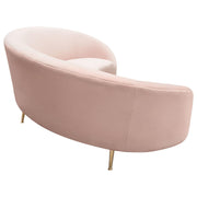 Celine Curved Sofa with Contoured Back in Blush Pink Velvet and Gold Metal Legs by Diamond Sofa - Furniture City (CA)l