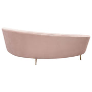 Celine Curved Sofa with Contoured Back in Blush Pink Velvet and Gold Metal Legs by Diamond Sofa - Furniture City (CA)l