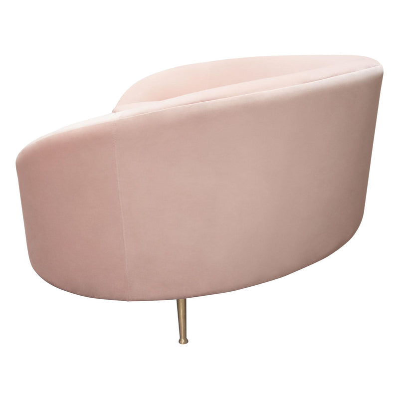 Celine Curved Sofa with Contoured Back in Blush Pink Velvet and Gold Metal Legs by Diamond Sofa - Furniture City (CA)l
