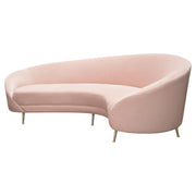 Celine Curved Sofa with Contoured Back in Blush Pink Velvet and Gold Metal Legs by Diamond Sofa - Furniture City (CA)l