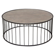 Gibson 38" Round Cocktail Table with Grey Oak Finished Top and Metal Base by Diamond Sofa - Furniture City (CA)l