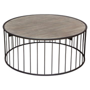 Gibson 38" Round Cocktail Table with Grey Oak Finished Top and Metal Base by Diamond Sofa - Furniture City (CA)l
