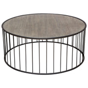 Gibson 38" Round Cocktail Table with Grey Oak Finished Top and Metal Base by Diamond Sofa - Furniture City (CA)l