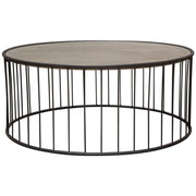Gibson 38" Round Cocktail Table with Grey Oak Finished Top and Metal Base by Diamond Sofa - Furniture City (CA)l