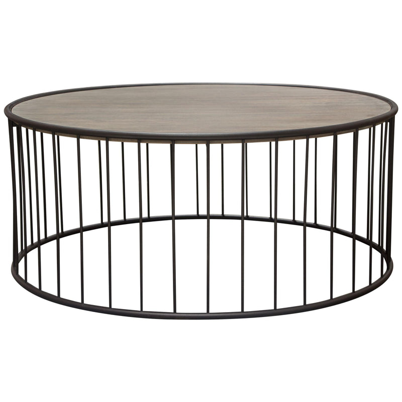 Gibson 38" Round Cocktail Table with Grey Oak Finished Top and Metal Base by Diamond Sofa - Furniture City (CA)l