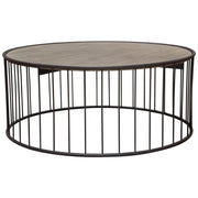 Gibson 38" Round Cocktail Table with Grey Oak Finished Top and Metal Base by Diamond Sofa - Furniture City (CA)l