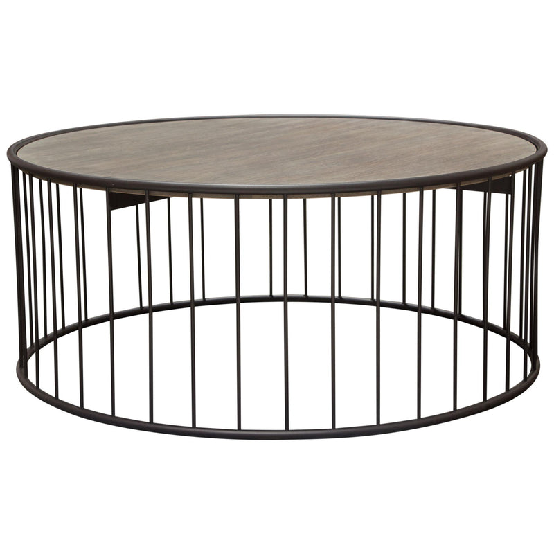 Gibson 38" Round Cocktail Table with Grey Oak Finished Top and Metal Base by Diamond Sofa - Furniture City (CA)l