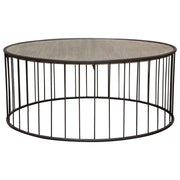 Gibson 38" Round Cocktail Table with Grey Oak Finished Top and Metal Base by Diamond Sofa - Furniture City (CA)l