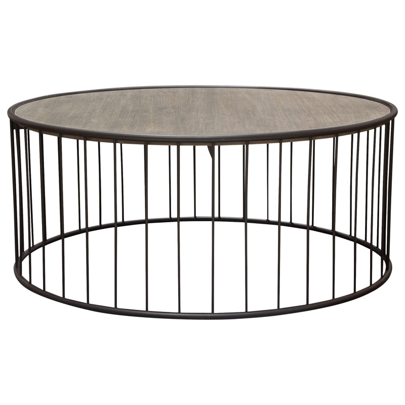 Gibson 38" Round Cocktail Table with Grey Oak Finished Top and Metal Base by Diamond Sofa - Furniture City (CA)l