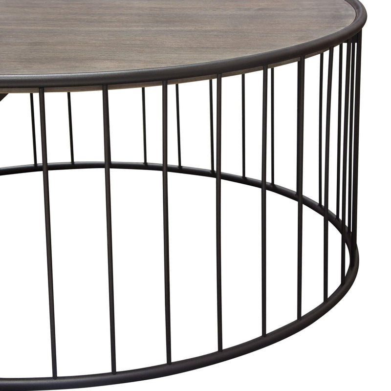 Gibson 38" Round Cocktail Table with Grey Oak Finished Top and Metal Base by Diamond Sofa - Furniture City (CA)l