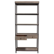 Sequoia 87" 2-Drawered Shelf Unit in Grey Oak Finish with Iron Frame by Diamond Sofa - Furniture City (CA)l