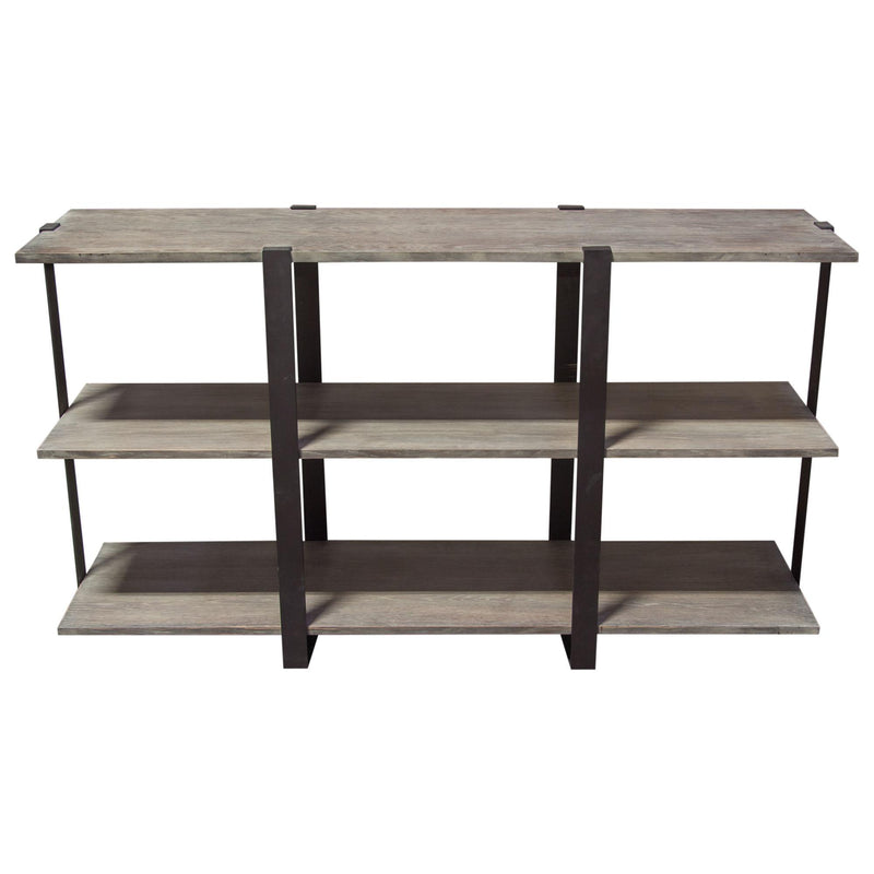 Sherman 59" 3-Tiered Shelf Unit in Grey Oak Finish with Iron Supports by Diamond Sofa - Furniture City (CA)l