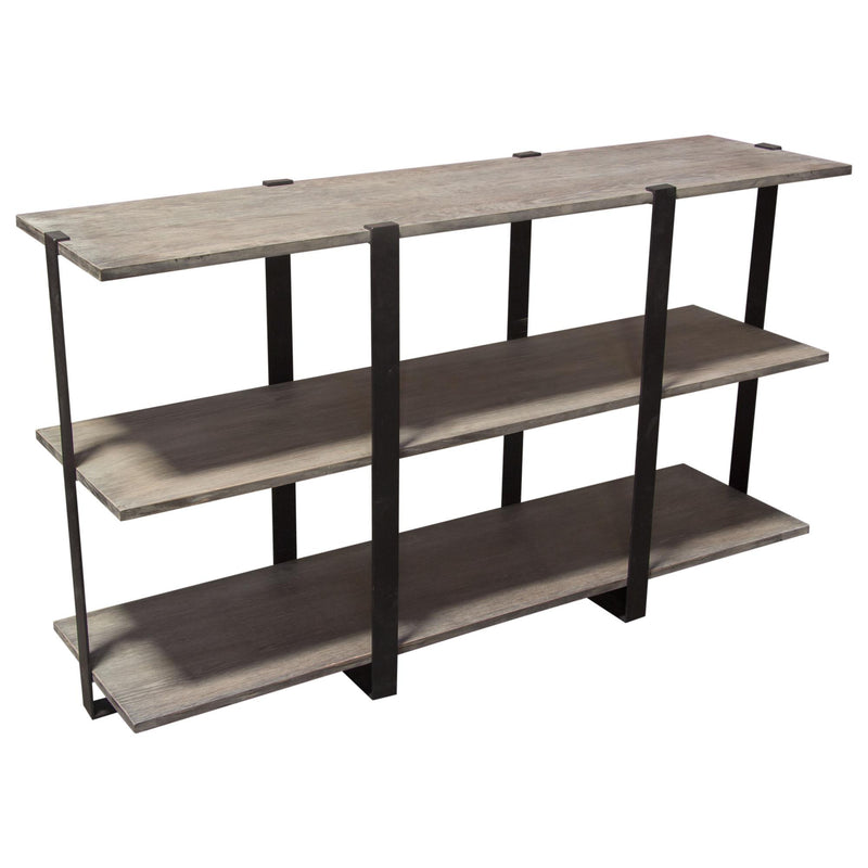 Sherman 59" 3-Tiered Shelf Unit in Grey Oak Finish with Iron Supports by Diamond Sofa - Furniture City (CA)l