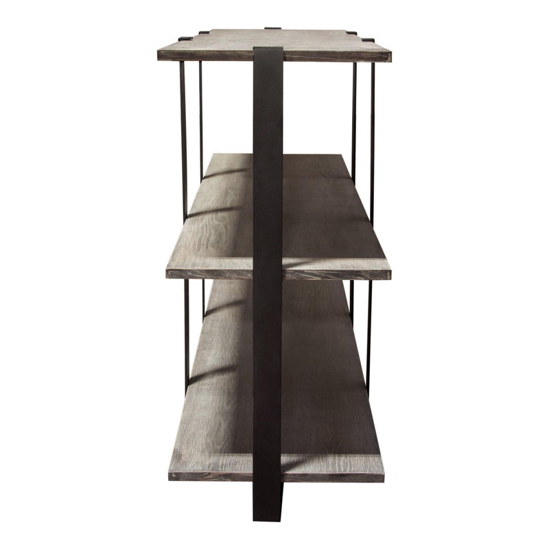 Sherman 59" 3-Tiered Shelf Unit in Grey Oak Finish with Iron Supports by Diamond Sofa - Furniture City (CA)l