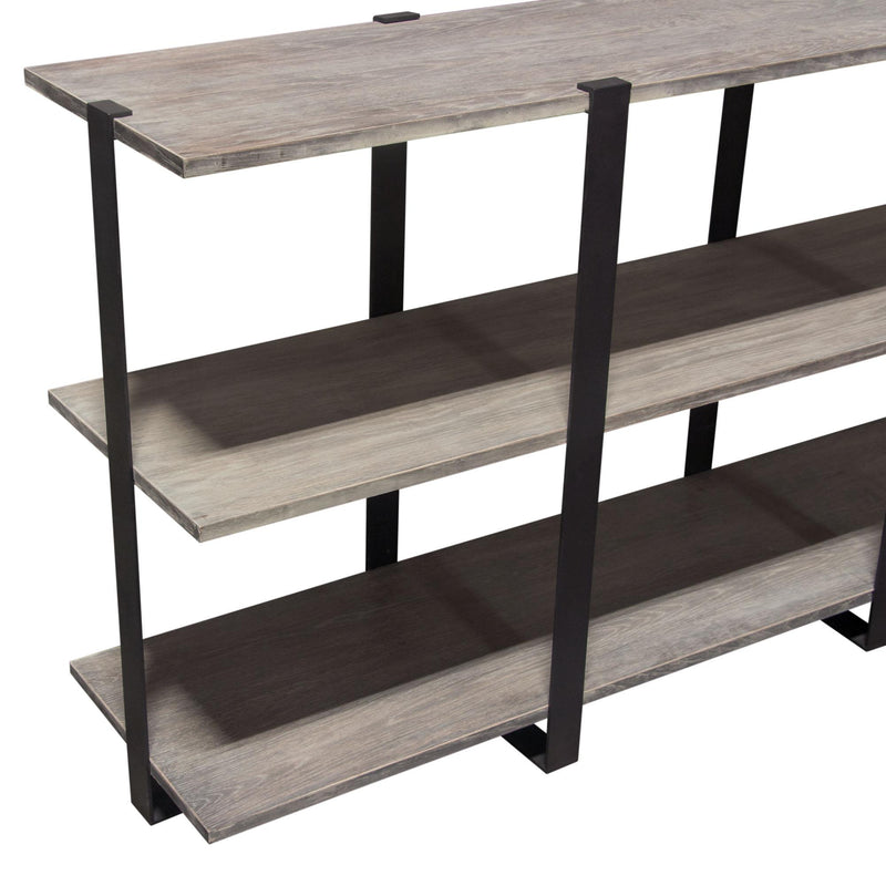 Sherman 59" 3-Tiered Shelf Unit in Grey Oak Finish with Iron Supports by Diamond Sofa - Furniture City (CA)l
