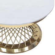 Solstice 35" Round Cocktail Table with Genuine Marble Top and Polished Gold Spiral Spoked Base by Diamond Sofa - Furniture City (CA)l