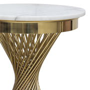 Solstice 18" Round End Table with Genuine Marble Top and Polished Gold Spiral Spoked Base by Diamond Sofa - Furniture City (CA)l