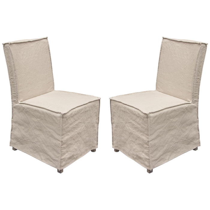Sonoma 2-Pack Dining Chairs with Wood Legs and Sand Linen Removable Slipcover by Diamond Sofa