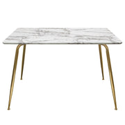 Chance Faux Marble Top Rectangular Dining Table w/ Brushed Gold Metal Legs by Diamond Sofa - Furniture City (CA)l