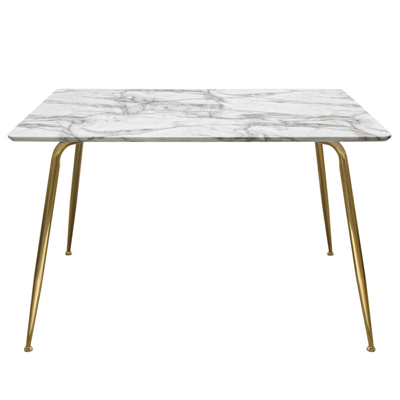 Chance Faux Marble Top Rectangular Dining Table w/ Brushed Gold Metal Legs by Diamond Sofa - Furniture City (CA)l
