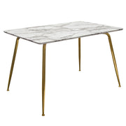Chance Faux Marble Top Rectangular Dining Table w/ Brushed Gold Metal Legs by Diamond Sofa - Furniture City (CA)l