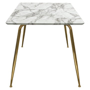 Chance Faux Marble Top Rectangular Dining Table w/ Brushed Gold Metal Legs by Diamond Sofa - Furniture City (CA)l