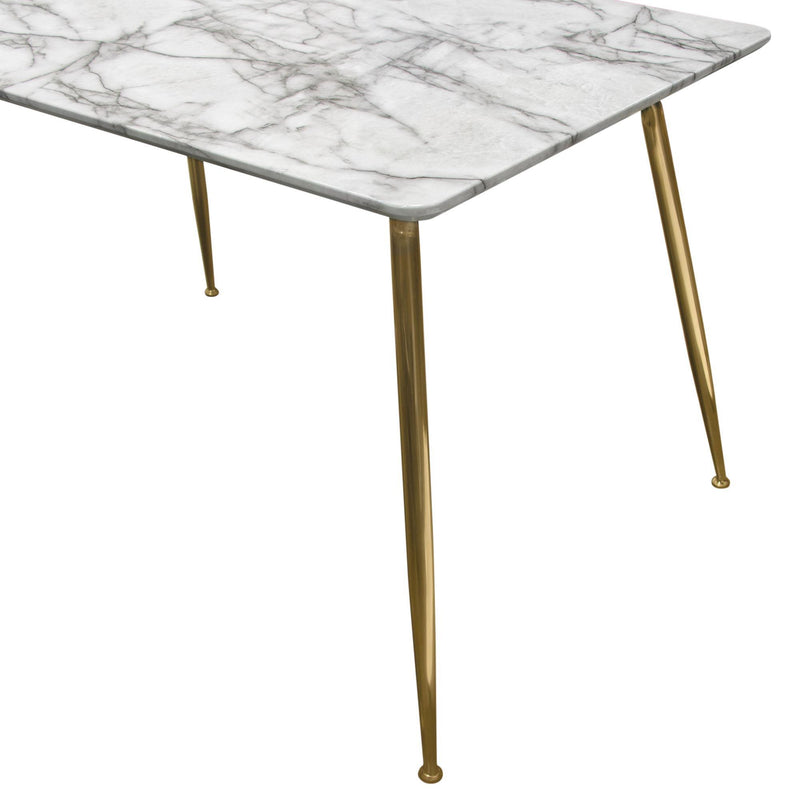 Chance Faux Marble Top Rectangular Dining Table w/ Brushed Gold Metal Legs by Diamond Sofa - Furniture City (CA)l