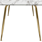 Chance Faux Marble Top Rectangular Dining Table w/ Brushed Gold Metal Legs by Diamond Sofa - Furniture City (CA)l