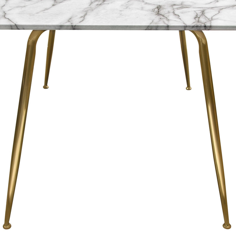 Chance Faux Marble Top Rectangular Dining Table w/ Brushed Gold Metal Legs by Diamond Sofa - Furniture City (CA)l
