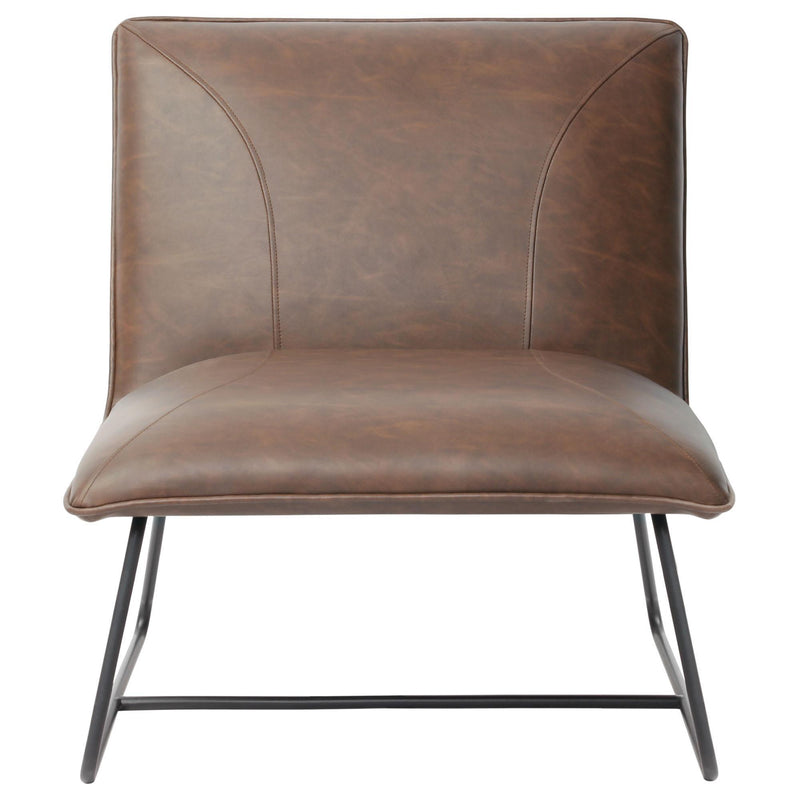 Jordan Armless Accent Chair in Chocolate Leatherette with Chrome Metal Base by Diamond Sofa - Furniture City (CA)l