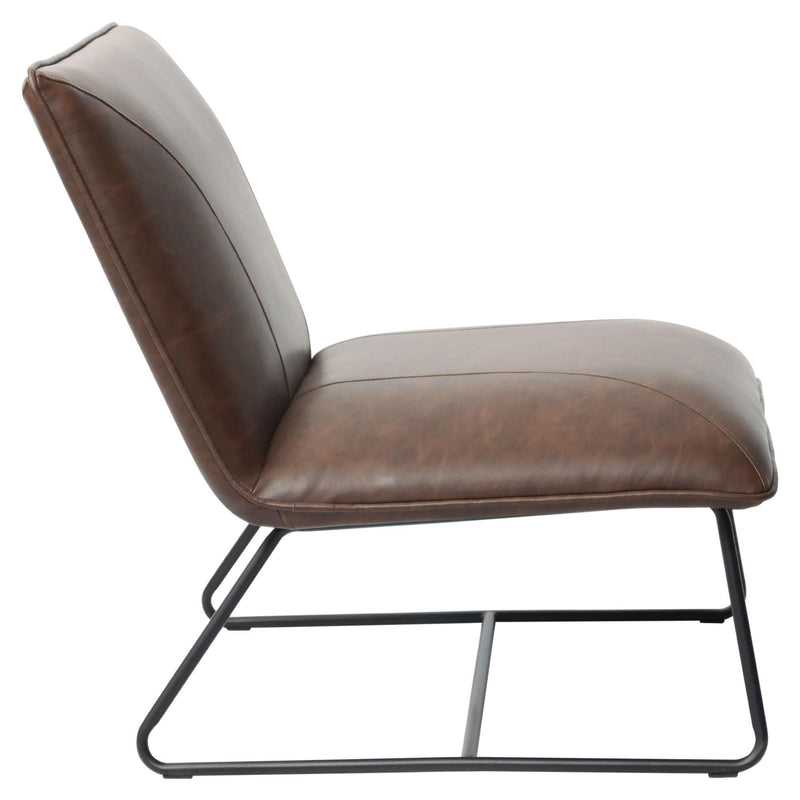 Jordan Armless Accent Chair in Chocolate Leatherette with Chrome Metal Base by Diamond Sofa - Furniture City (CA)l