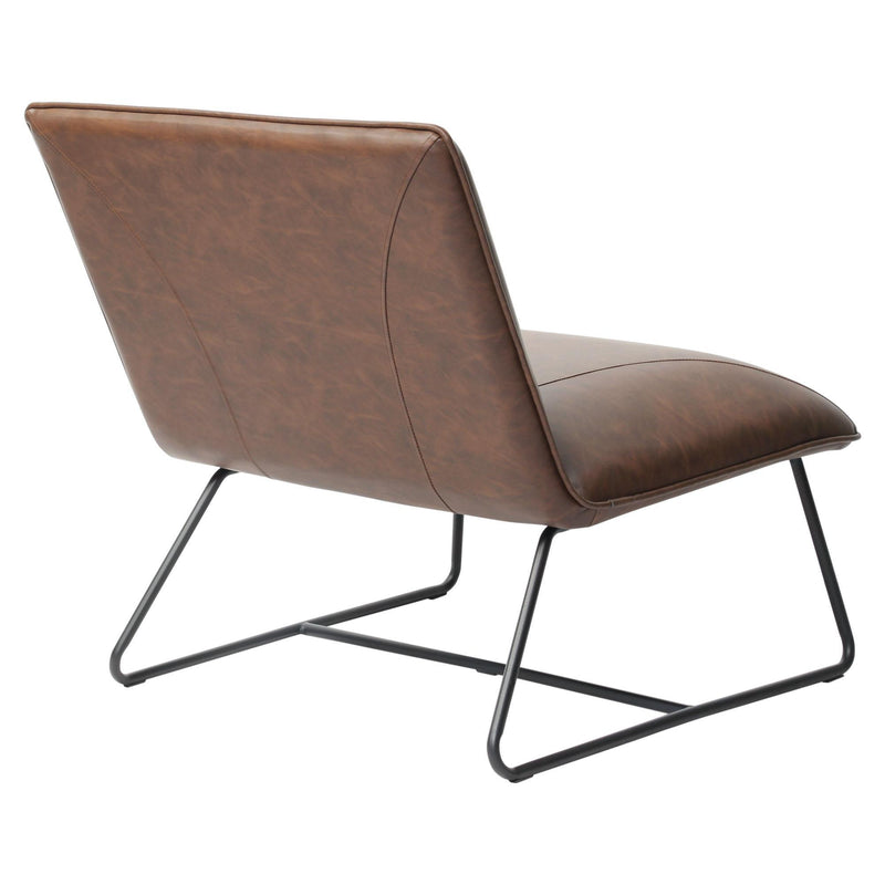 Jordan Armless Accent Chair in Chocolate Leatherette with Chrome Metal Base by Diamond Sofa - Furniture City (CA)l
