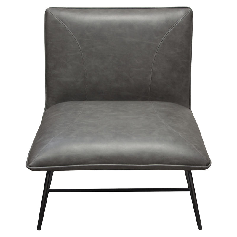 Jordan Armless Accent Chair in Weathered Grey Leatherette with Black Metal Base by Diamond Sofa - Furniture City (CA)l
