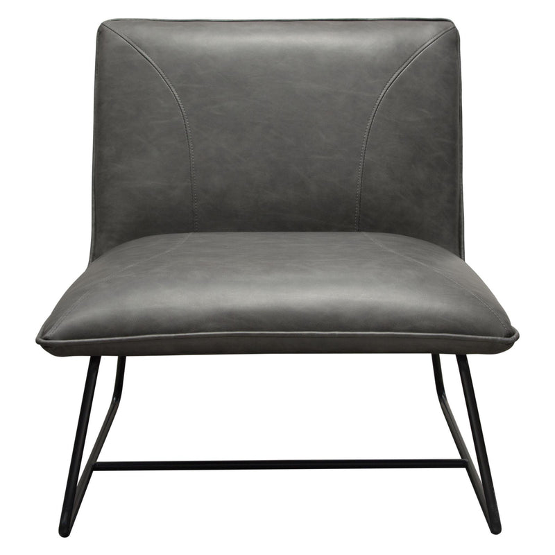 Jordan Armless Accent Chair in Weathered Grey Leatherette with Black Metal Base by Diamond Sofa - Furniture City (CA)l