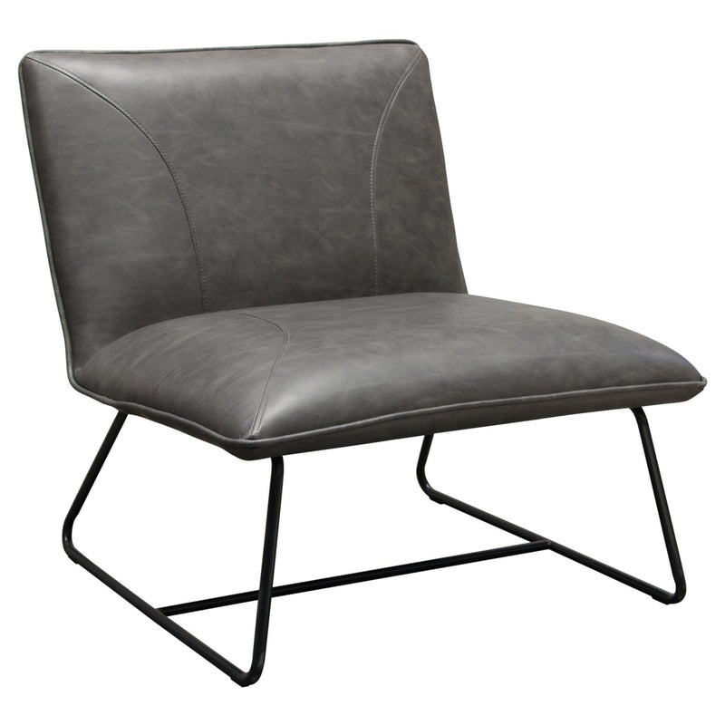 Jordan Armless Accent Chair in Weathered Grey Leatherette with Black Metal Base by Diamond Sofa - Furniture City (CA)l