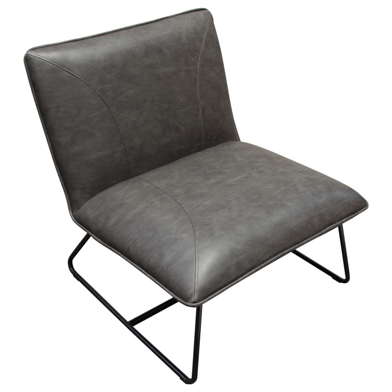 Jordan Armless Accent Chair in Weathered Grey Leatherette with Black Metal Base by Diamond Sofa - Furniture City (CA)l