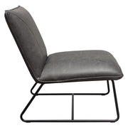 Jordan Armless Accent Chair in Weathered Grey Leatherette with Black Metal Base by Diamond Sofa - Furniture City (CA)l