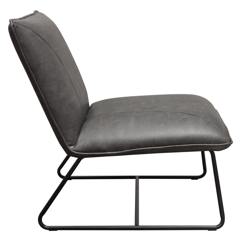 Jordan Armless Accent Chair in Weathered Grey Leatherette with Black Metal Base by Diamond Sofa - Furniture City (CA)l