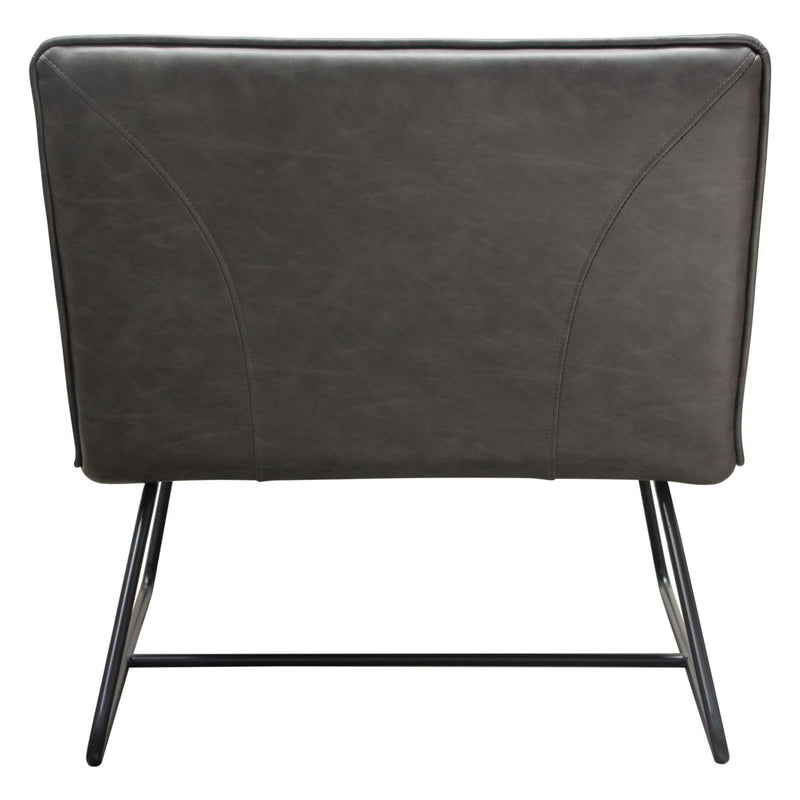 Jordan Armless Accent Chair in Weathered Grey Leatherette with Black Metal Base by Diamond Sofa - Furniture City (CA)l