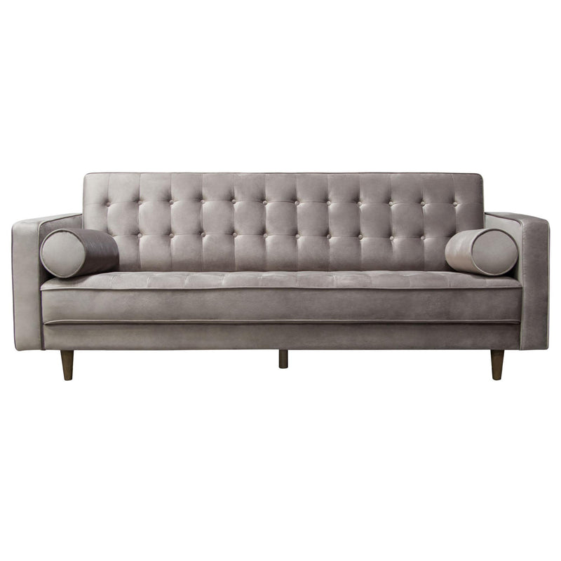 Juniper Tufted Sofa in Champagne Grey Velvet with (2) Bolster Pillows by Diamond Sofa - Furniture City (CA)l