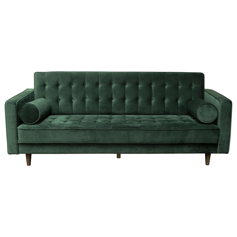 Juniper Tufted Sofa in Hunter Green Velvet with (2) Bolster Pillows by Diamond Sofa - Furniture City (CA)l
