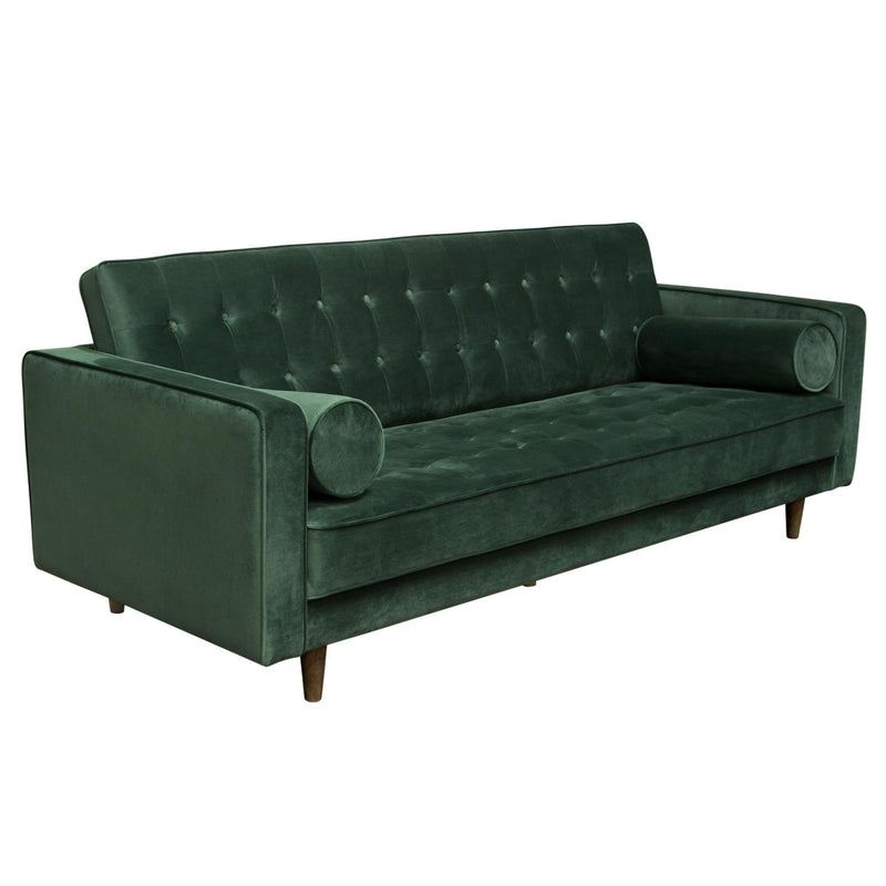 Juniper Tufted Sofa in Hunter Green Velvet with (2) Bolster Pillows by Diamond Sofa - Furniture City (CA)l