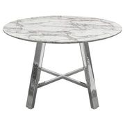 Paris 47" Round Dining Table w/ Faux Marble Top and Chrome Base by Diamond Sofa - Furniture City (CA)l